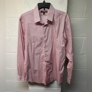 Express Men's Light Red Checkered Dress Shirt